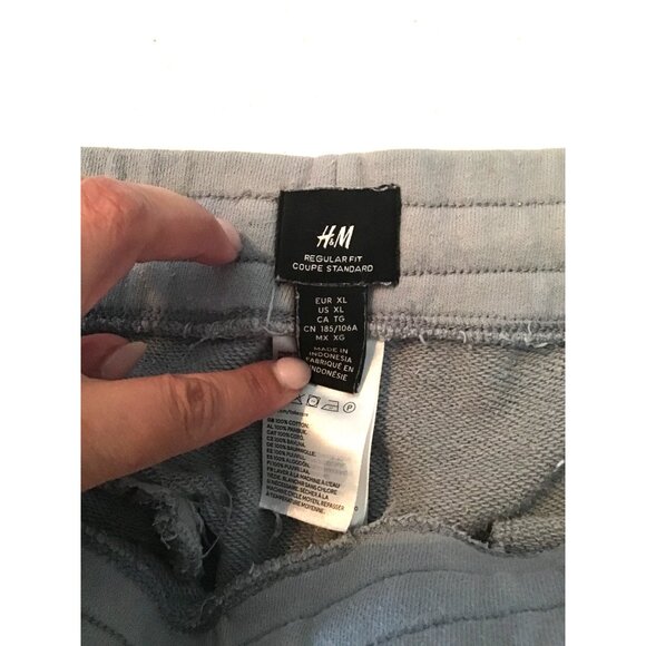 H&M - MENS GREY REGULAR FIT ELASTIC WAIST TAPPER LEG SWEATPANTS SIZE X-LARGE - Picture 4 of 7